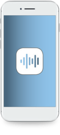 Smartphone mit dem Logo von Hörfitness auf dem Bildschirm